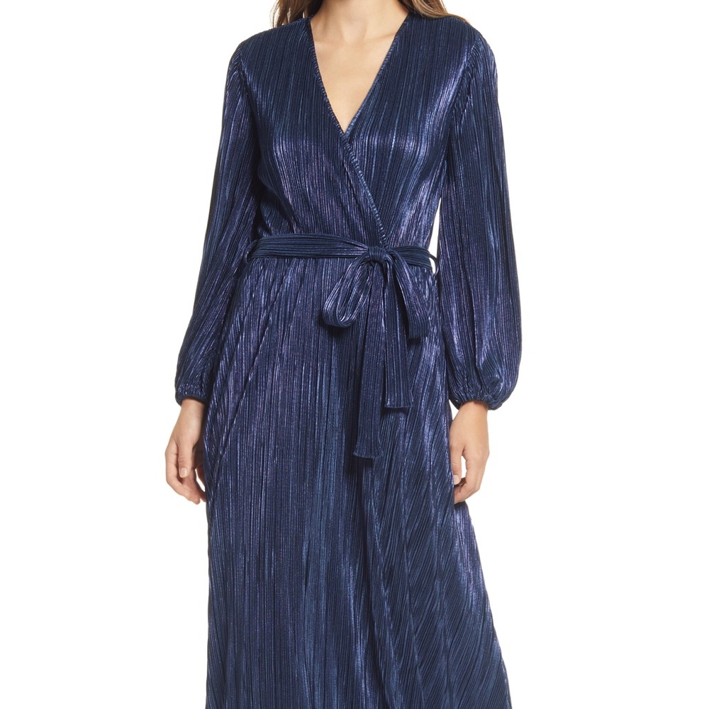 Bardot Long Sleeve Blue Maxi Dress